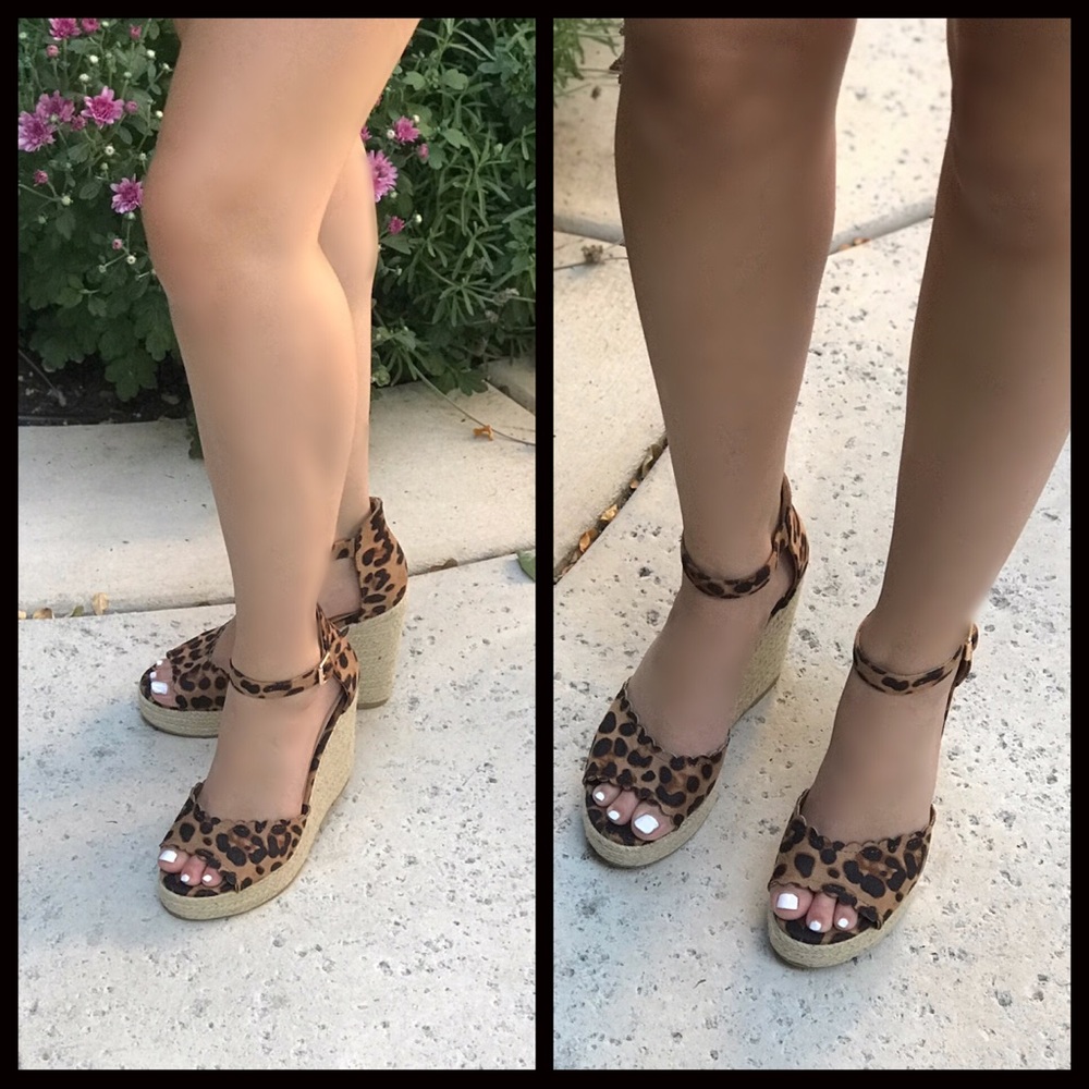 CLEARANCE-FIRM‼️5 🌟Leopard Espadrille Wedges - Picture 7 of 8